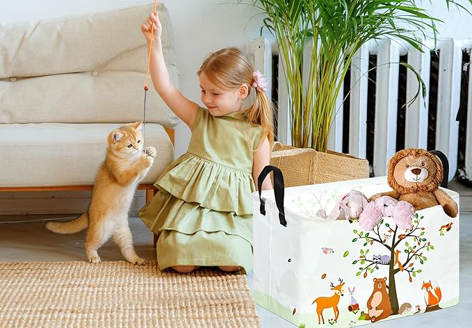 Rec Animals Print Box Hamper Storage Basket Collapsible Organizer Bin Gift Shelf Baskets for Home and Kitchen Storage