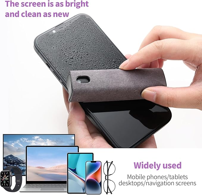 CUIUD Touchscreen Screen Cleaner Kit 2 Pcs, Phone, Tablet and Car Screen Cleaner, Two in One Spray and Microfiber Cloth(2 Pack Grey)