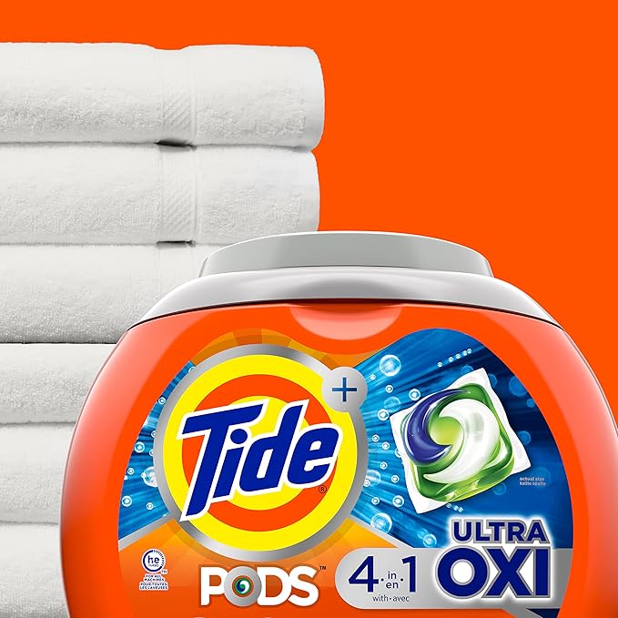 Tide PODS Liquid Laundry Detergent Soap Pacs, 4-in-1 Ultra Oxi, HE Compatible, 3 Bag Value Pack, 75 Count