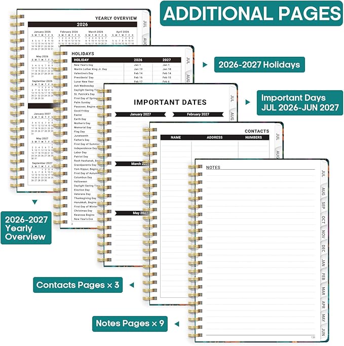 Academic Planner 2026-2027, Weekly and Monthly Calendar Book, July 2026 – June 2027, Hardcover Planner with Tabs, Perfect for Teachers, Students, Women & Men, A4 (8.5" x 11") - Giraffes