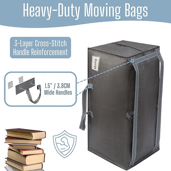VENO 4 Pack Heavy Duty Moving Bags with Backpack Straps, Zippers & Handles, Extra Large Packing Bags for College Dorm Essentials, Moving Supplies Alternative to Cardboard Moving Boxes