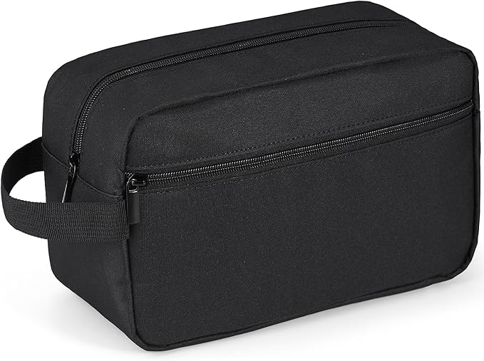 Elviros Travel Toiletry Bag for Women and Men,Lightweight Makeup Bag Hanging Dopp Kit with Shaving Compartment Cosmetic Organizer Large Tool Bag Travel Essentials,Gifts for Men(Large,Black)