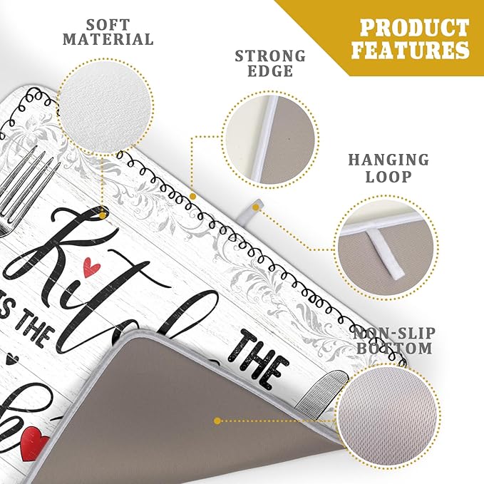 White Kitchen Dish Drying Mat 18x24 Inch Knife Fork Dish Drainer Rack Mats Microfiber Absorbent Protector for Kitchen Countertop Decor