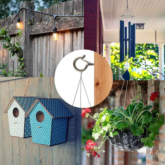 FSAH 35 PCS Screw-in Hooks for Outdoor String Lights, Q Hangers Hooks Outdoor for Outside, Swivel Hanging Basket Patio Light Hooks with Safe Buckle Screw in Planter Eye Hook for Wall Ceiling, Copper