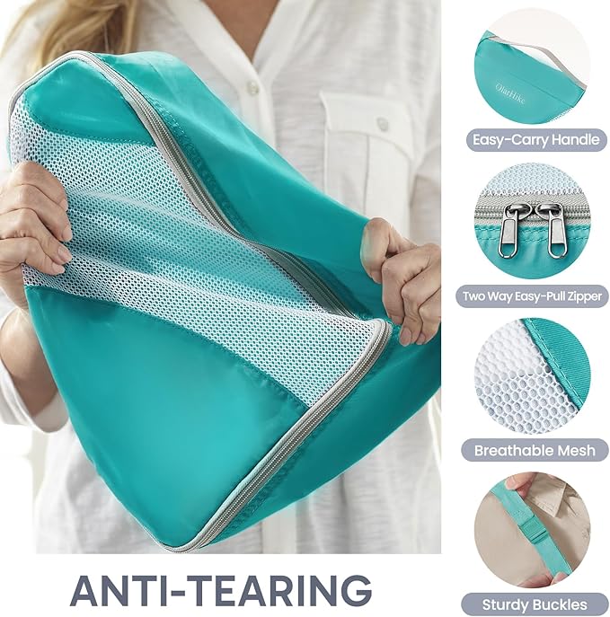 10 Set Packing Cubes for Travel, Gifts for Women & Mom, Anti-Tearing Suitcase Organizer, OlarHike Vacation Essentials & Accessories for Cruise Ship