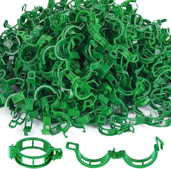 HFXXAD 400PCS Plant Support Clips, Tomato Clips, Plastic Garden Clips, Vine Clips for Tomato Cucumber Flower Squash Vine, 1.2” Inner Diameter, Prevent Tomatoes from Pinching or Falling Off（Green）