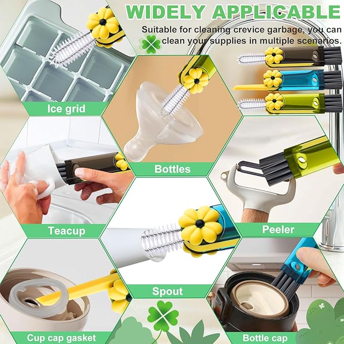 3 in 1 Cup Lid Cleaning Brush, Multifunctional Gap Cleaning Brush, Home Kitchen Crevice Brush, Portable Bottle Cleaner Brush for Cleaning Tight Spaces, Bottle Gaps, Travel Mug Caps(3 PCS)