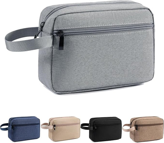 Travel Toiletry Bag, Small Cosmetic Bag, Hanging Water-Resistant Organizer for Men & Women, Ideal for Makeup, Shaving Kit, Gym Essentials & Travel Accessories (Grey)