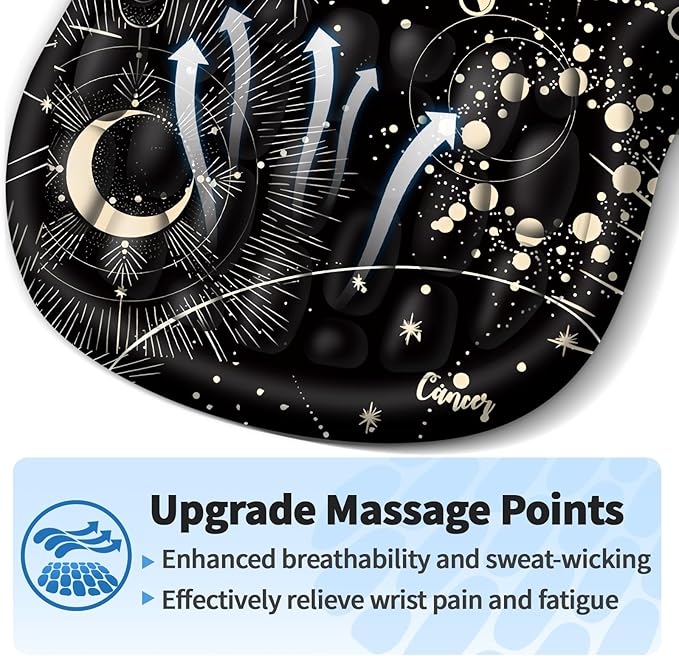 YIWEI Ergonomic Mouse Pad with Wrist Rest - Comfortable Office Mousepad with Memory Foam Wrist Support for Carpal Tunnel Relief, Mouse Pads with Non-Slip Base for Gaming and Home (Constellation)