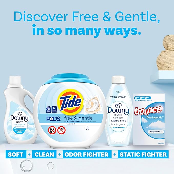 Tide, Pods Free and Gentle Laundry Detergent Soap Pacs, Tide Pods Laundry Detergent, 42 Count