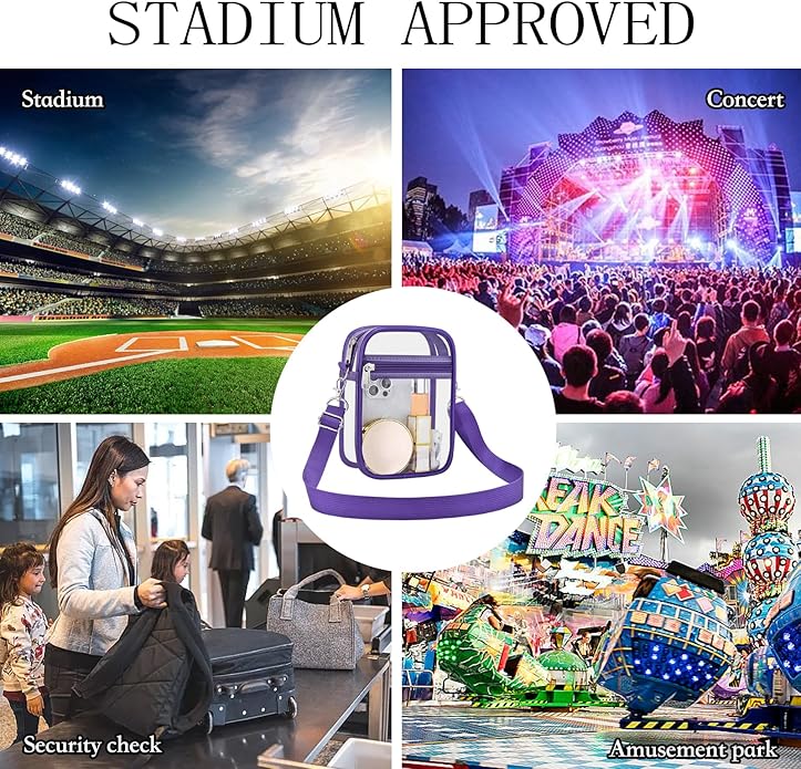 USPECLARE Clear Purse Stadium Transparent Messenger Bag Stadium Approved for Men and Women Clear CrossBody Bag