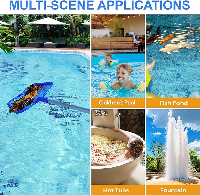 Pool Skimmer - Pool Skimmer Net with 5 Section Adjustable Telescopic Aluminum Pole, 23''- 60'', Pool Net Skimmer Rake with Ultra Fine Mesh , Pool Leaf Skimmer for Swimming Pools, Spas, Hot Tubs