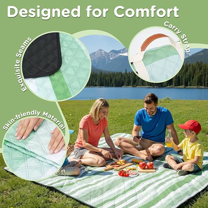 Waterproof Picnic Blanket Beach Outdoor Camping Mat Extra Large Foldable Cute Big Travel Essential Accessories Gift Park Patio Lawn Garden Grass Ground Play Music Festival Concert Must Have