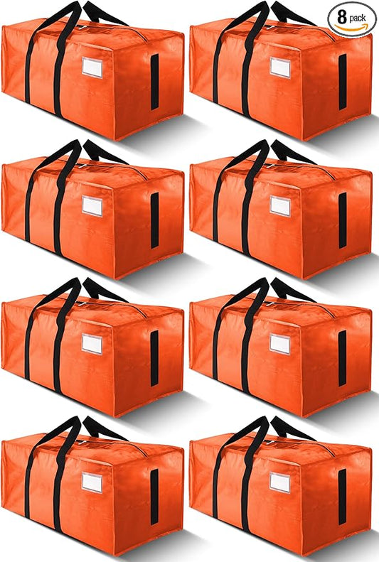 HOMESURE Supports 200lbs Heavy Duty Moving Bags - Strong Zipper & Wrap-Around Handles - Water-Resistant Storage Totes, Durable Alternative to Moving Boxes - 8 Pack - Orange