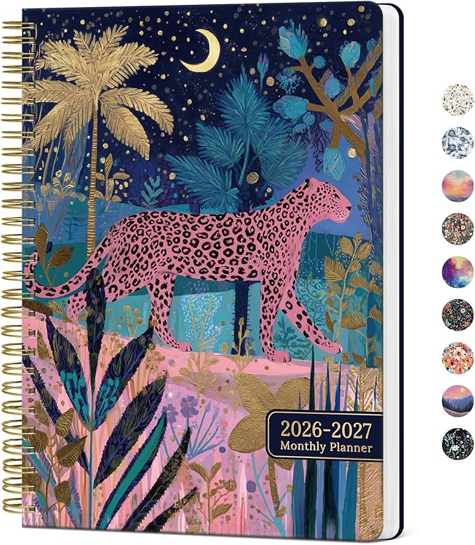 Monthly Planner 2026-2027, 2 Year Months Calendar Planner 2026-2027, Runs from January 2026 - December 2027, 7" x 10", 24 Months, Perfect for School Office Home Planning - Midnight Jungle