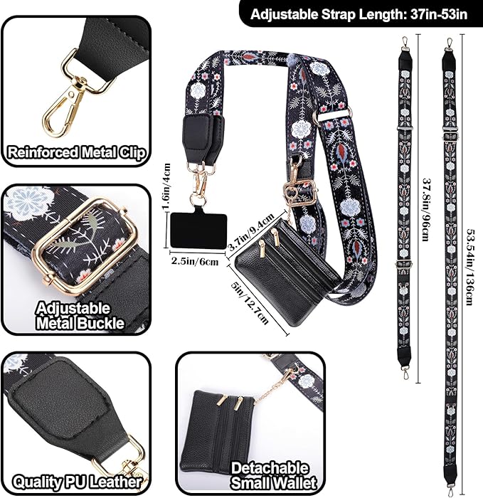 XANGNIER Clip and Go Strap for Phone with Wallet Crossbody, Phone Strap with Zippered Wallet, Adjustable Anti Theft Cellphone Lanyard for Women, Cellphone Chain Accessories, Multicolor 3