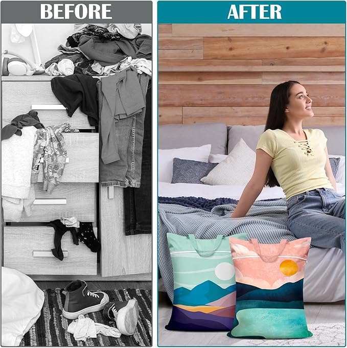 2 Pcs Large Travel Laundry Bags - Waterproof with Handle, Washable Dirty Clothes Bags for Travel, Wet & Dry Use, Bathing Suit & Gym Clothes Laundry, Swimming Pool & College Dorm