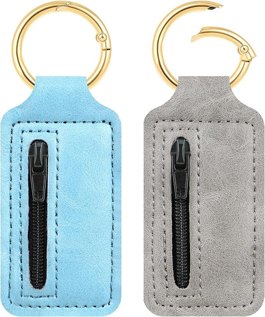 2 Pcs Mini Travel Jewelry Organizer – Dual-Sided Zippered Jewelry Case with Detachable Metal Ring, Small Portable PU Leather Storage Pouch for Rings, Necklaces – Gift for Women, Girls