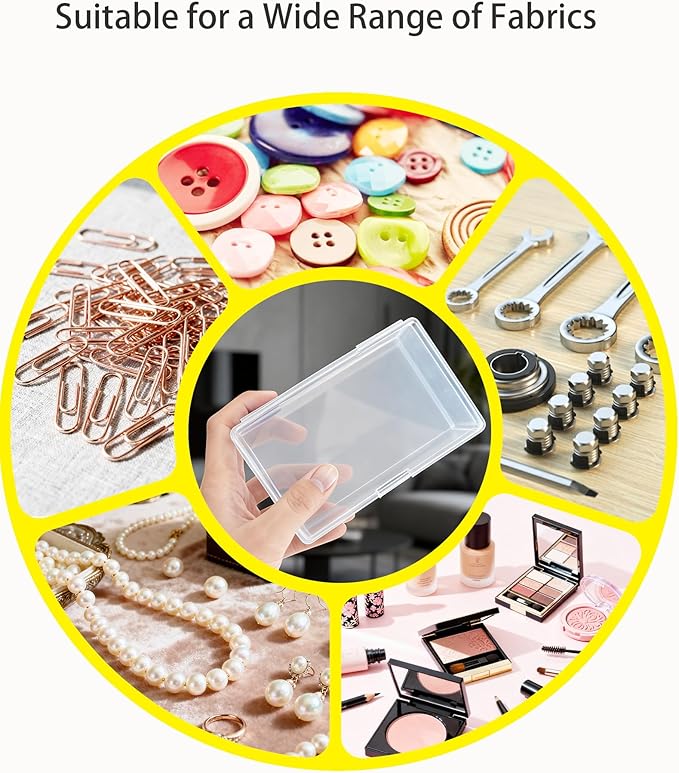 LJY 12 Pieces Rectangular Empty Mini Clear Plastic Organizer Storage Box Containers with Hinged Lids (5.3 x 3.1 x 1.2 inch, Transparent)