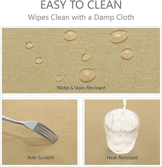 Faux Linen Rectangle Tablecloth Waterproof 60x144 inch Table Cloth Stain and Wrinkle Resistant Washable, Decorative Fabric Table Cover for Dining, Kitchen, Wedding and Parties, Coffee