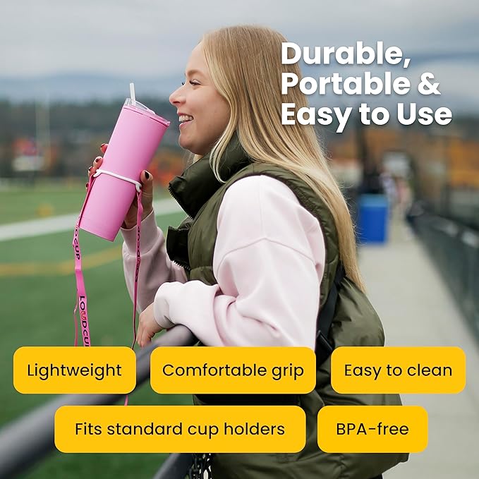 The LoudCup Blow Horn Tumbler, Cheer & Sip 2-in-1 Reusable Water Bottle with Built-In Horn for Sports Games, Tailgates, Parties & Events, BPA-Free
