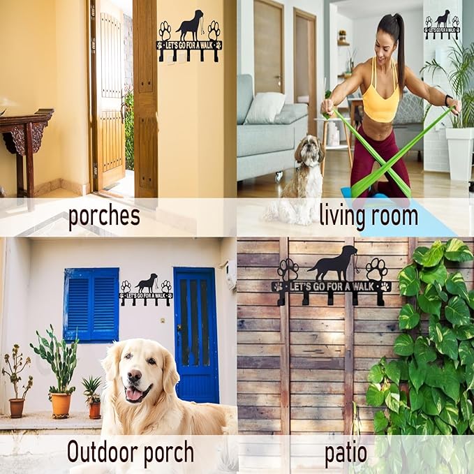 5-Hooks Dog Leash Holder for Wall， Dog Accessory Holder ，Metal Key Holder Leash Hooks