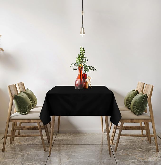 Utopia Kitchen Square Table Cloth 2 Pack (54x54 Inches, Black), Machine Washable Polyester Table Cover for Dining, Buffet Parties, Picnics, Events, Weddings and Restaurants
