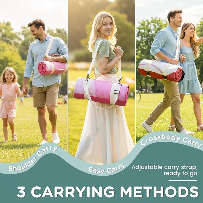 Waterproof Picnic Blanket Beach Outdoor Camping Mat Extra Large Foldable Cute Big Travel Essential Accessories Gift Park Patio Lawn Garden Grass Ground Play Music Festival Concert Must Have