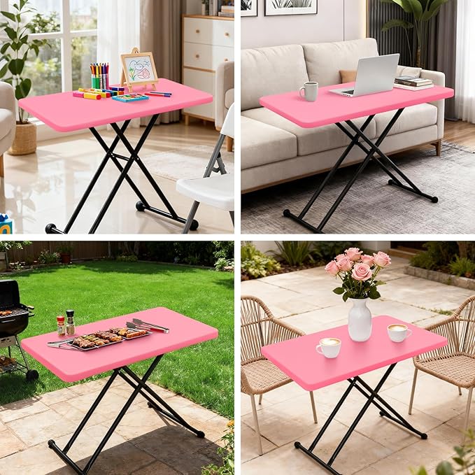 Fitted Rectangle Tablecloth 20 x 30 Inch Elastic Table Cloth for 2.5ft Table, Stretch Spandex Table Cover Pink Washable Polyester Table Top Cap Cover for Dining Picnic Camping Indoor and Outdoor