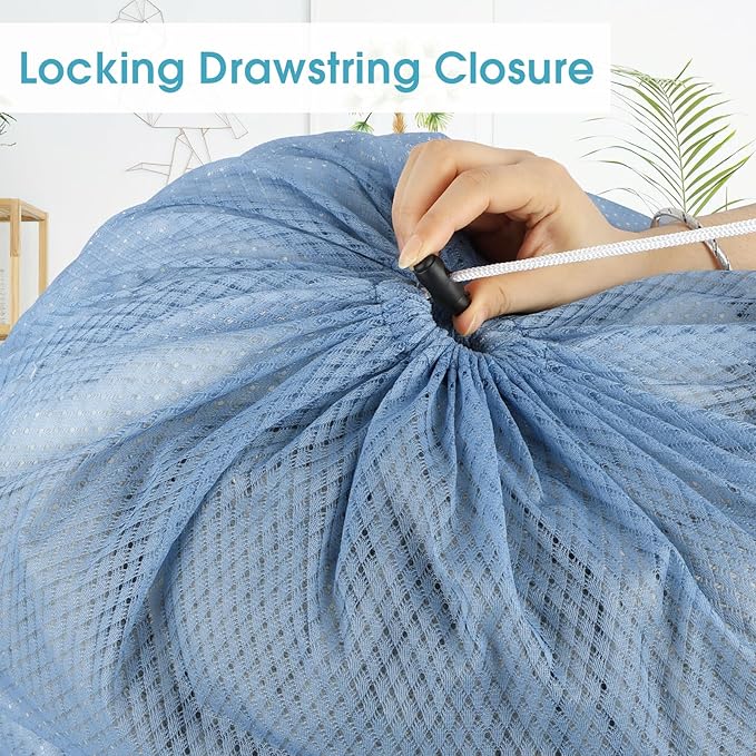 2 Pack Mesh Laundry Bags, 23 x 34 Inches Heavy Duty Mesh Laundry Bag, Large Laundry Drawstring Bag for College, Dorm, Travel, Family and Apartment Dwellers, Aqua