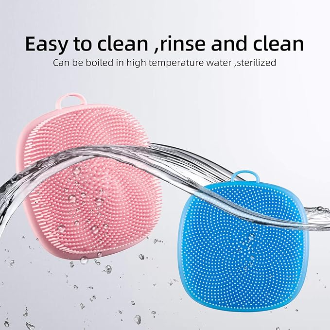 Silicone Face Scrubber for Men and Women， 2Pack Facial Cleansing Brush Silicone Face Wash Brush Manual Waterproof Cleansing Skin Care Face Brushes for Cleansing and Exfoliating (Blue_Pink)