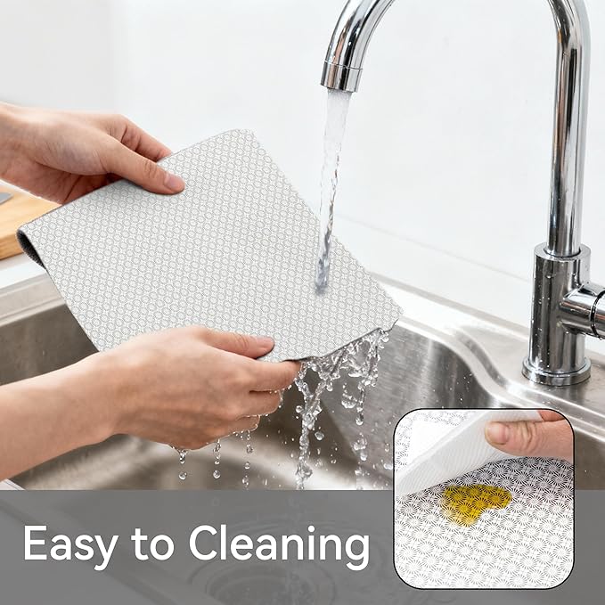 FIFTY FEET 12"x120" Non-Adhesive Shelf Liner for Kitchen Cabinets and Drawers, Washable Non-Slip PVC Cabinet Liner (White Circle)(8 Roll)