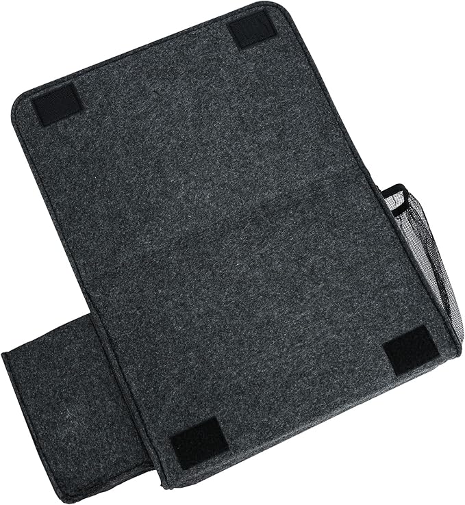 Bedside Caddy, Large Size Storage Organizer - Bedside Organizer for Magazine, Remotes, Phone (13.4'' x 18.1'' Tissue Box Holder, Dark Grey)