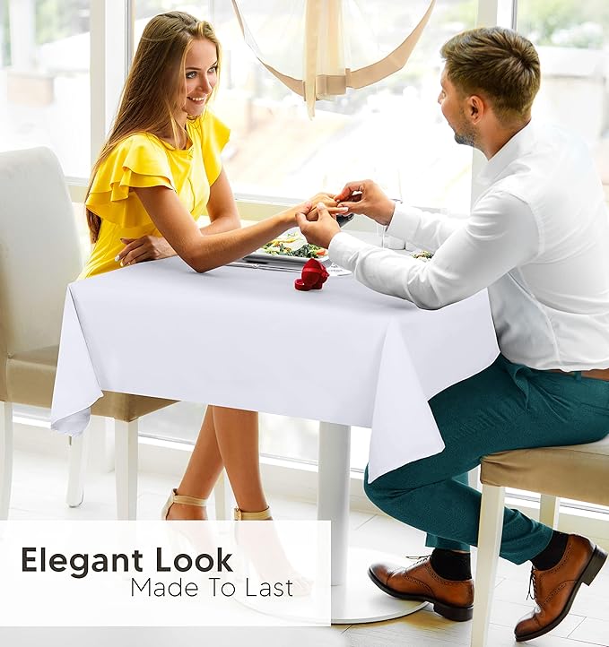 Utopia Kitchen Square Table Cloth 2 Pack (54x54 Inches, White), Tablecloth Machine Washable, Polyester Table Cover for Dining, Buffet Parties, Picnics, Events, Weddings and Restaurants