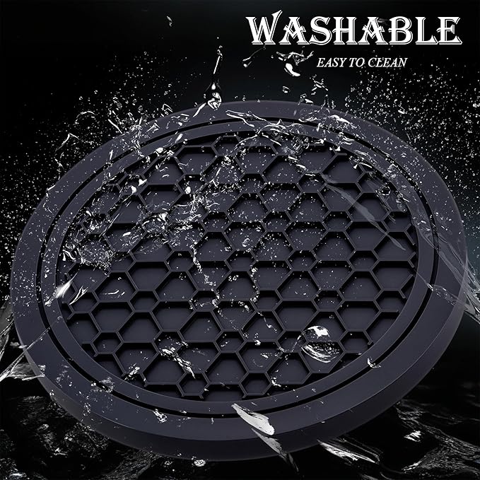 4-Piece Anti-Slip Car Cup Coaster Set – 2.75 Inch Auto Insert Drink Mats, Perfect for Coffee & Beverages – Stylish Interior Decor for Women & Girls (Black)