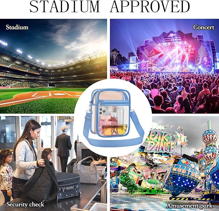 USPECLARE Clear Purse Stadium Transparent Messenger Bag Stadium Approved for Men and Women Clear CrossBody Bag