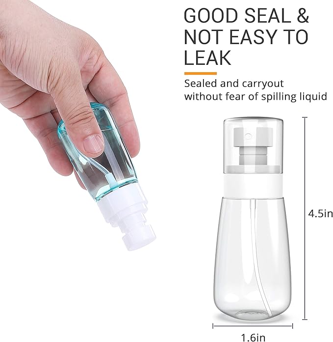 RELANOR Pack 4 Small Spray Bottle Travel Size 2oz/60ml - Fine Mist Mini Empty Spray Bottles - Leak Proof - for Toners, Face & Hair Mist