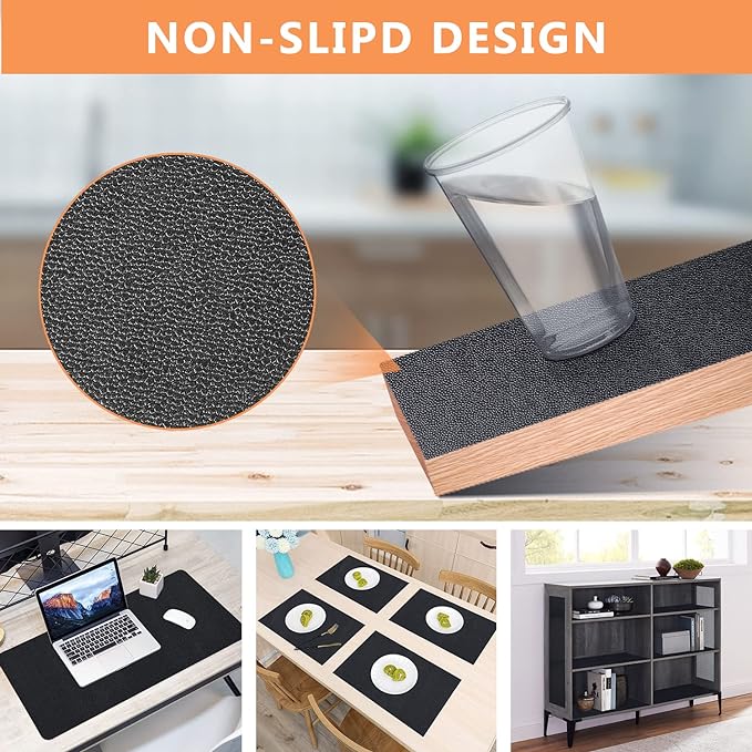 WochiTV Shelf Liner for Cabinets, Drawer Non Adhesive Non Slip Foam Mat for Kitchen, Pantry, Bathroom, Cupboard, Garage, Closet, Shelves, Drawer, Tool Box, Black 23.6 x 354 inches