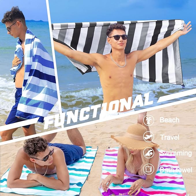 Exclusivo Mezcla Microfiber Quick Dry Beach Towel, Oversized Lightweight Sandfree Pool Towel for Swimming Camping Travel with Bag (Blue, 35x70 Inches)