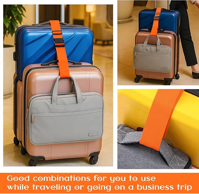 Weewooday 8 Pcs Luggage Straps Suitcase Tags Set for TSA Approved, 4 Travel Adjustable Suitcase Belt, 4 Silicone Luggage Tags with Name ID Card Travel Accessories(Light Orange,M)