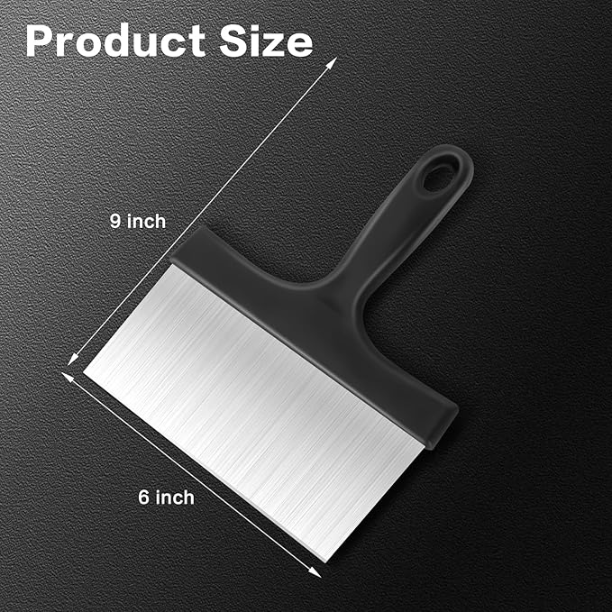 Heavy Duty Stainless Steel Grill Scraper, 3-in-1 Professional Griddle Scraper for Blackstone Grill Accessories with Comfort Grip Handle - for Flat Top Grill & Outdoor Barbecue Tools