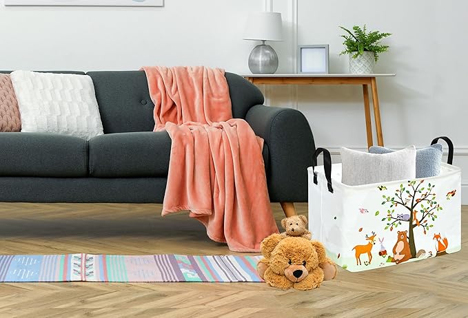 Rec Animals Print Box Hamper Storage Basket Collapsible Organizer Bin Gift Shelf Baskets for Home and Kitchen Storage