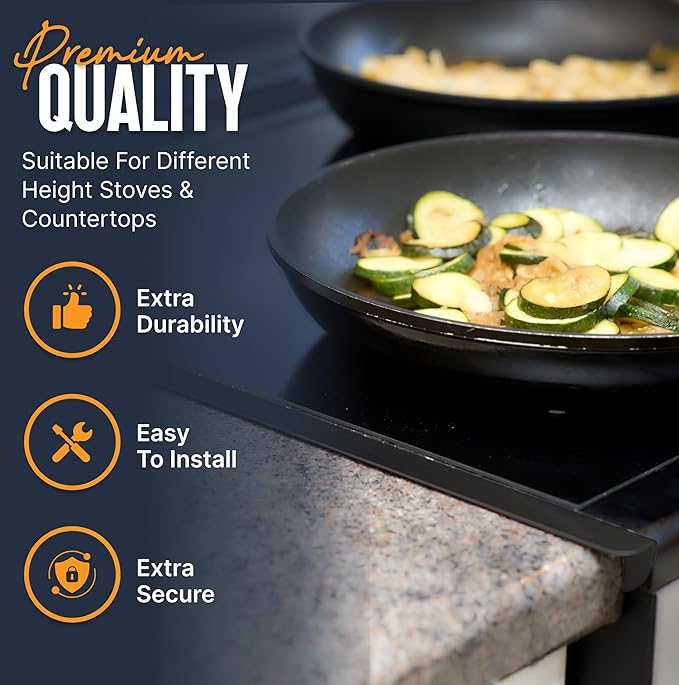 Linda’s Essentials Stove Gap Covers Stainless Steel (2 Pack), 316 Stainless Steel Stove Gap Covers Heat Resistant Oven Gap Filler Seals Spaces Between Stovetop and Counter (25.4 Inches, Black (Steel))