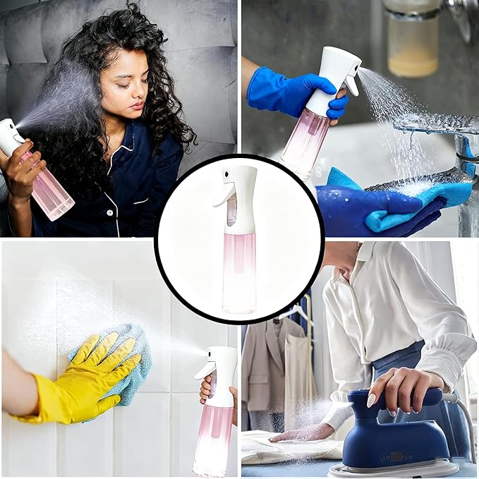 Spray Bottle for Hair (10.15OZ /300ML) Continuous Ultra Fine Mist Sprayer for Hair, Salons, Barber, Plants, Skin Care, Gradient Pink