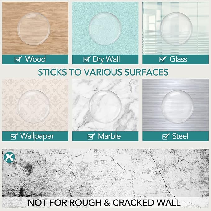Door Stoppers for Wall, Etybetopstar 6Pack 1.57" Rubber Door Knob Wall Protectors, Strong Self-Adhesive Door Bumpers for Wall, Quiet & Shock-Absorbing Door Handle Stopper, Clear