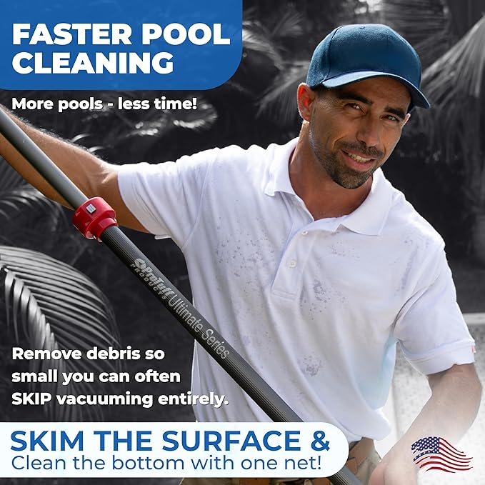 ProTuff 17" Silt Net Pool Skimmer for PROS – “490 Promise” Unlimited Unconditional Replacement – Ultra-Durable Ultra Fine Net for Silt – Heavy-Duty Aluminum Frame, EZ-Clip & Deep Bag for Cleaning