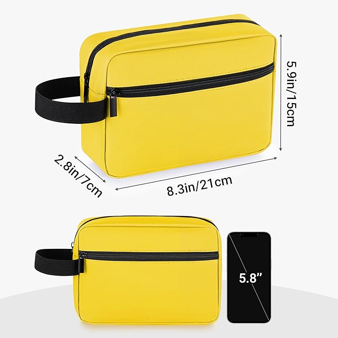 Elviros Travel Toiletry Bag for Women and Men,Lightweight Makeup Bag Hanging Dopp Kit with Shaving Compartment Cosmetic Organizer Small Tool Bag Travel Essentials,Gifts for Men & Women(Bright Yellow)