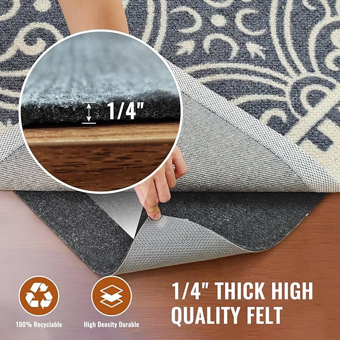 Comfypad - Felt Rug Pad, 5 x 8 Ft Rubber Non-Slip Rug Pad Gripper, Keep Rugs Secure and in Place, Extra Strong Under Carpet Mat Cushion - for All Floors