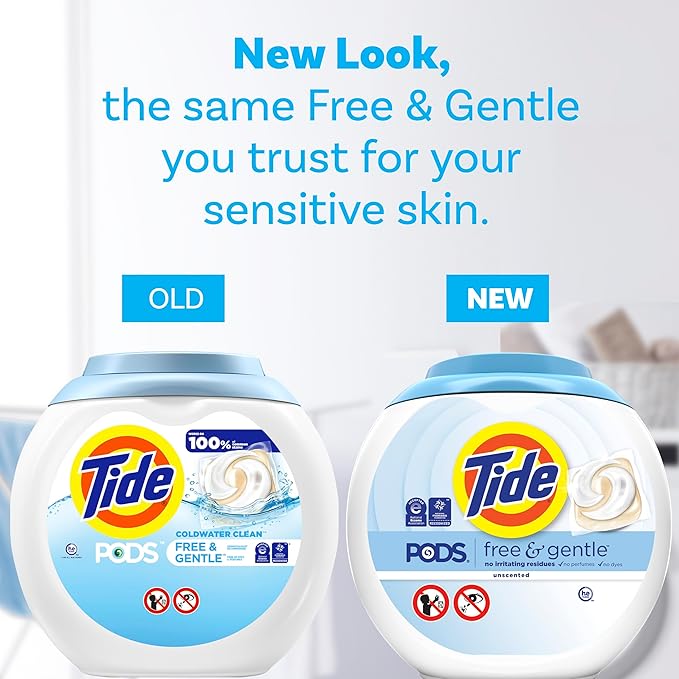 Tide, Pods Free and Gentle Laundry Detergent Soap Pacs, Tide Pods Laundry Detergent, 42 Count