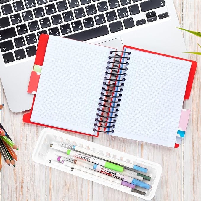 12 Pcs Black,White,Gray Slim Plastic Storage Baskets Tray 10 x 3 x 2.5 Inch Compact Stackable Desk Organizer for Office, Classroom, School Supplies, and Home Storage, Organization(Black,White,Gray)